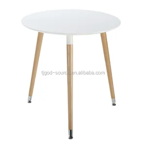 MDF top three legs solid wood round dining table/coffee table