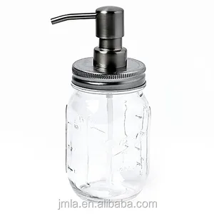 High quality glass stainless steel mason jar soap dispenser with stainless steel pump