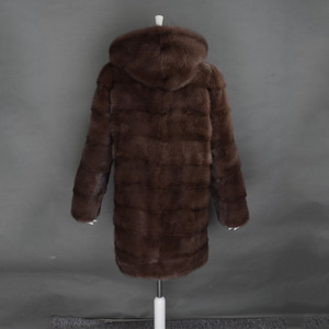 Lujo genuino piel entera de piel de visón <span class=keywords><strong>abrigo</strong></span> largo con capucha - Product Image 3