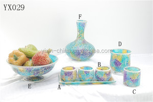 <span class=keywords><strong>Vase</strong></span> en <span class=keywords><strong>verre</strong></span> et cristal de luxe, 5 ensembles, <span class=keywords><strong>bleu</strong></span> clair, décoration d'intérieur artificielle, mosaïque craquelée, <span class=keywords><strong>vase</strong></span> à fleurs <span class=keywords><strong>bleu</strong></span> antique - Product Image 2