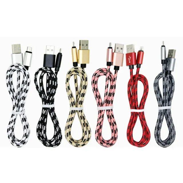 Chất Lượng tốt nhất Nylon Bện Micro Loại C USB Cable Sạc cho iPhone 3ft 6ft 10ft