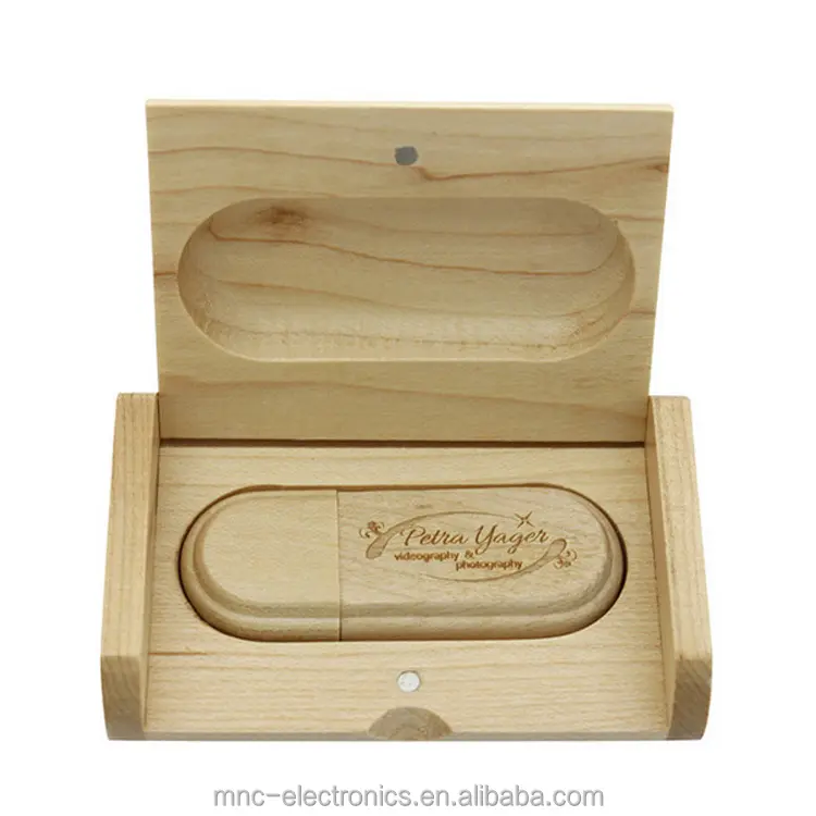 Green ecological promotional gift custom laser etching branded 4GB wooden usb flash with gift box