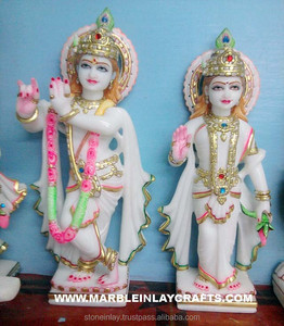 Estatua de pie Shri Radha Krishna para fines de adoración y regalos Mármol blanco puro de calidad premium Hermoso impecable - Product Image 1