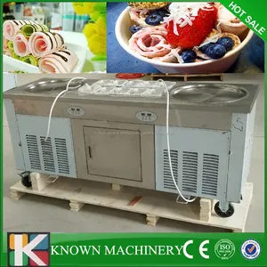 Vente chaude customed 2 + 10 crème glacée frite machine à double pan/usine fournir frits machine à crème glacée