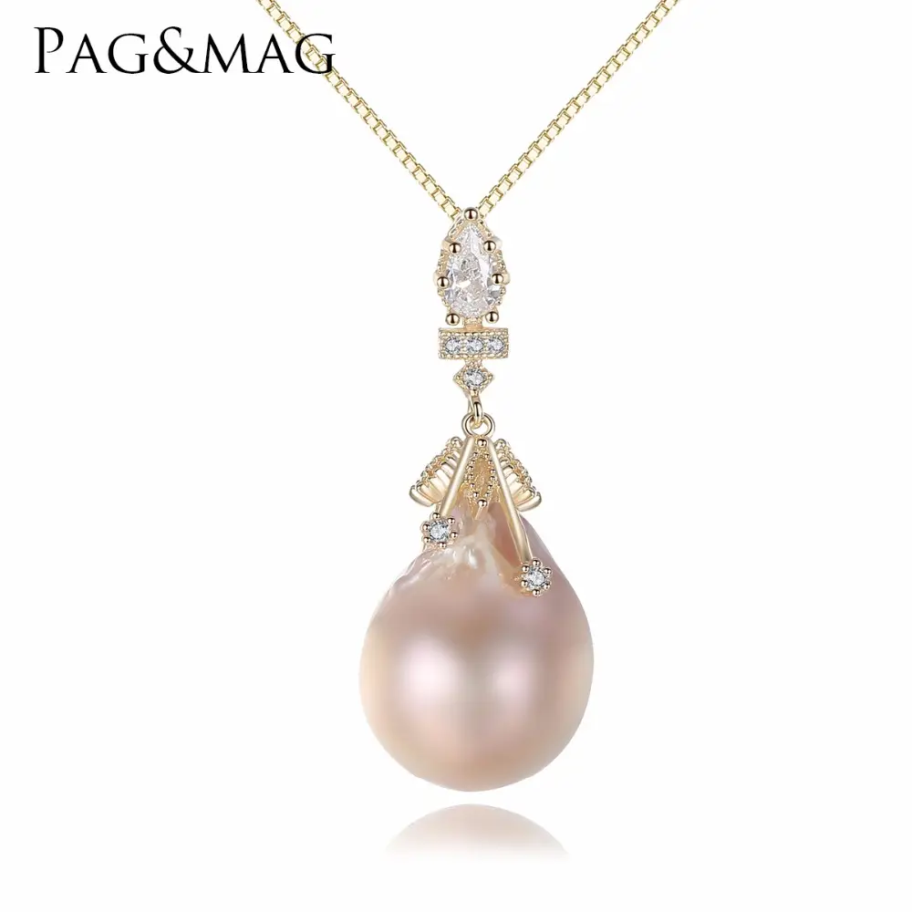 Pag&Mag New Fashion Necklace Big Freshwater Pearl Pendant Necklace Big Baroque Pearls Necklace