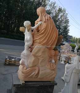 Statua <span class=keywords><strong>di</strong></span> figura d'angelo in marmo naturale maria vergine e bambino piccolo intagliato a mano - Product Image 5