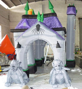 Rumah Hantu Halloween Tiup PVC, Tenda Rumah Bermain Dekorasi Luar Ruangan Tahan Air Tahan Cuaca dengan Kipas Terpasang, Tinggi 6-8 kaki - Product Image 4