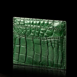 Porte-cartes en cuir véritable Crocodile, porte-cartes, fentes de cartes, pochettes de portefeuille