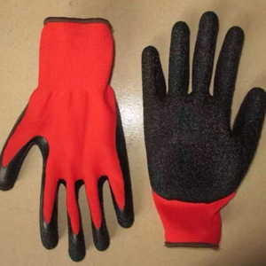 Gants de travail en <span class=keywords><strong>latex</strong></span> rouge et noir de calibre 13, gants de travail en <span class=keywords><strong>latex</strong></span> gaufré - Product Image 3