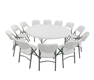Mesa y sillas de fiesta plegables de plástico rectangulares redondas de 10 plazas, muebles de exterior modernos para alquiler de hoteles y restaurantes