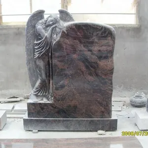 Elaborate Processing Weeping Angel and Grey CN;FUJ JH Engraving Headstone Granite Tombstone Cemetery Jinghuang American Red