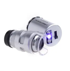 Mini lente profesional, lupa de bolsillo, microscopio, luz LED, joyería, lupa, detector de moneda
