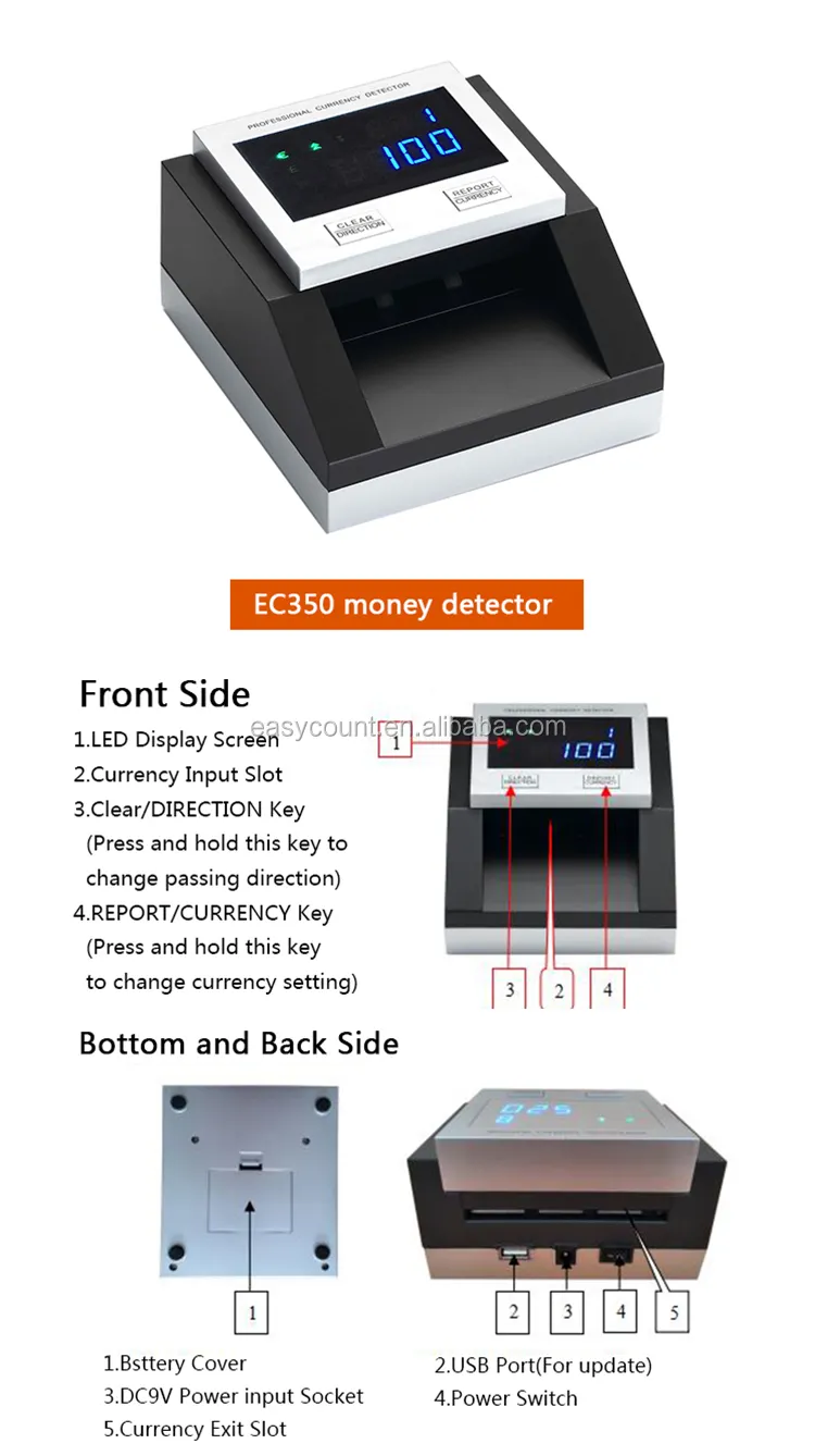 EC350 ECB-جهاز كشف تلقائي, جهاز كشف أموال البنك ، تم اختباره من قبل ECB ، جهاز كشف تلقائي عن العملات المزيفة ، لليورو ، الدولار الأمريكي ، الجنيه الإسترليني ، تقدم قيمة مضمونة ، بعلامة "إس كي وورد"
