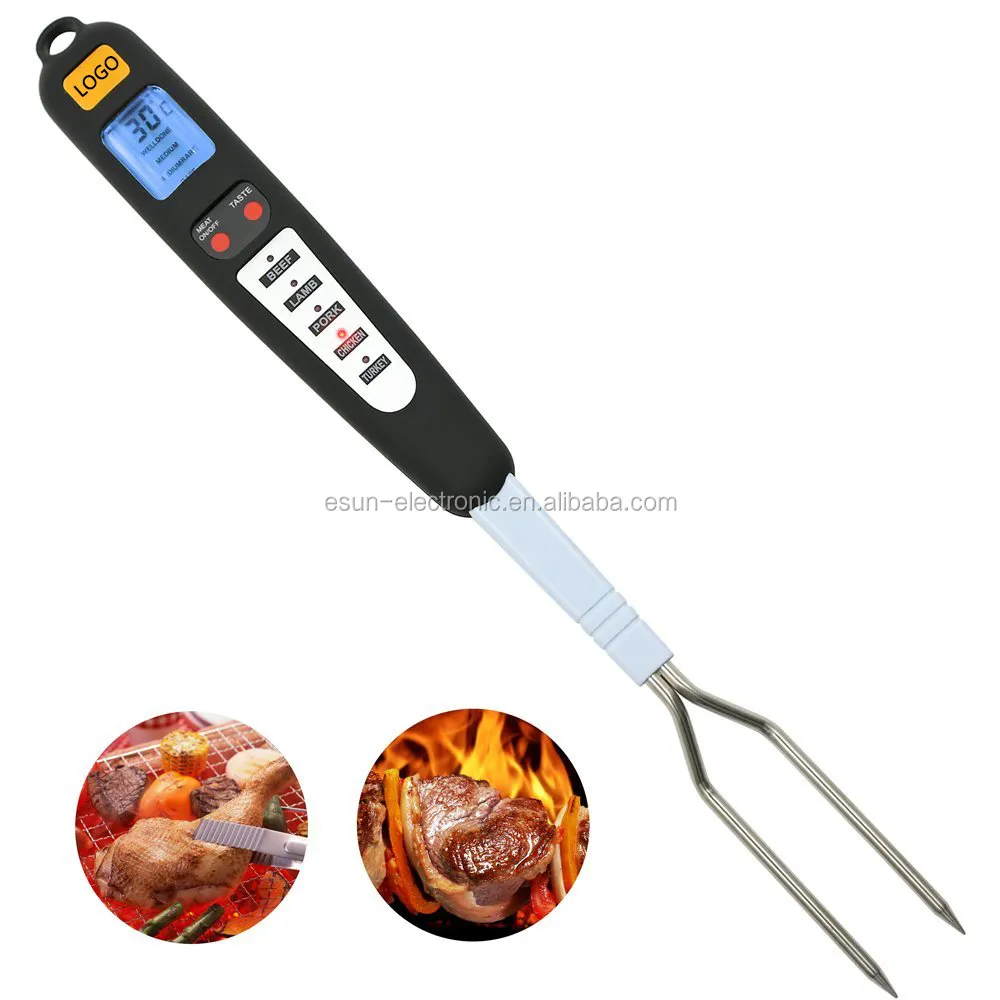 Digitale Vlees Thermometer voor Grillen met Lange Vork, Instant Lees BBQ Koken Thermometer met Led-scherm, klaar Alarm