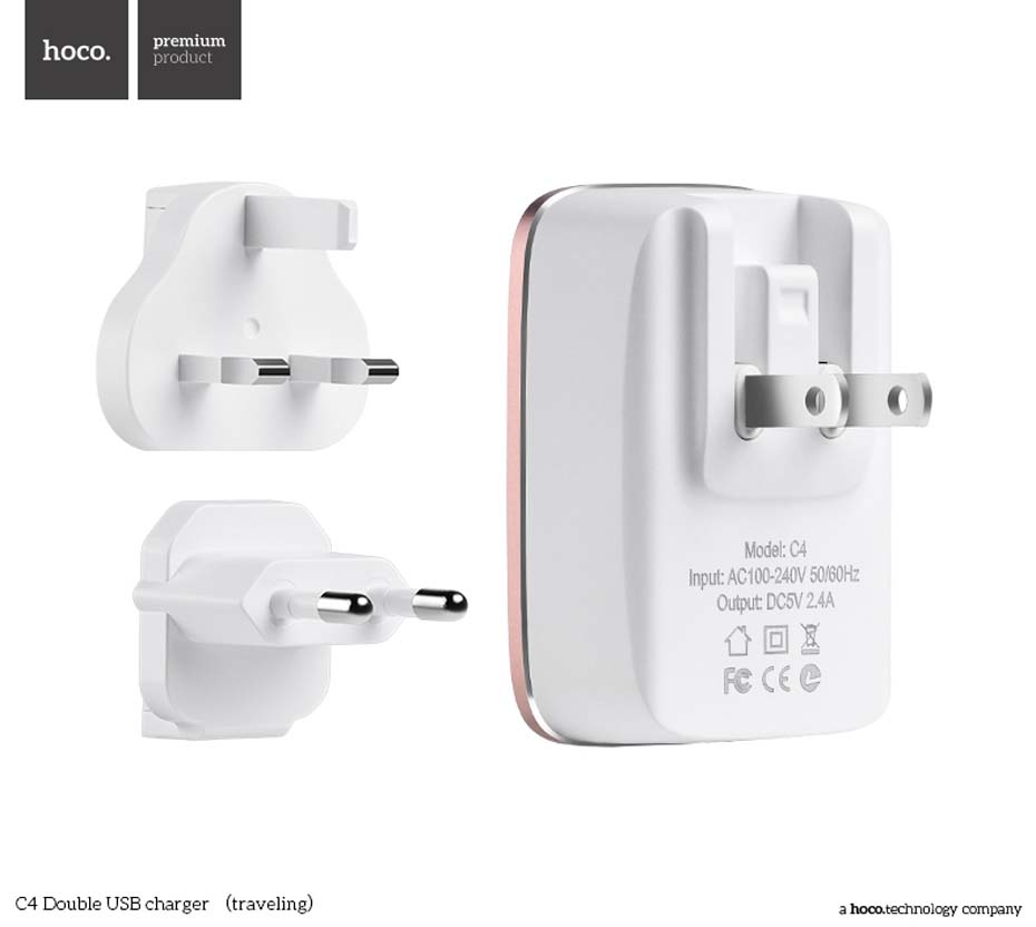 Носо C4 Двойной USB Зарядное Устройство DC5В 2.4A Смарт IC 3in1 Plug путешествия адаптер питания переходник