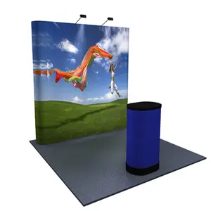 aluminum portable folding straight pop up display banner stand with spring connector