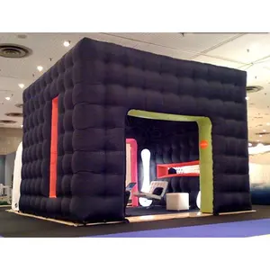 Carpa inflable con forma de cubo para publicidad, cabina hinchable para eventos, muelles azules