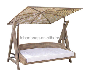 Bancs à bascule en rotin et en acier pour jardin, parc et cour extérieure - Product Image 6