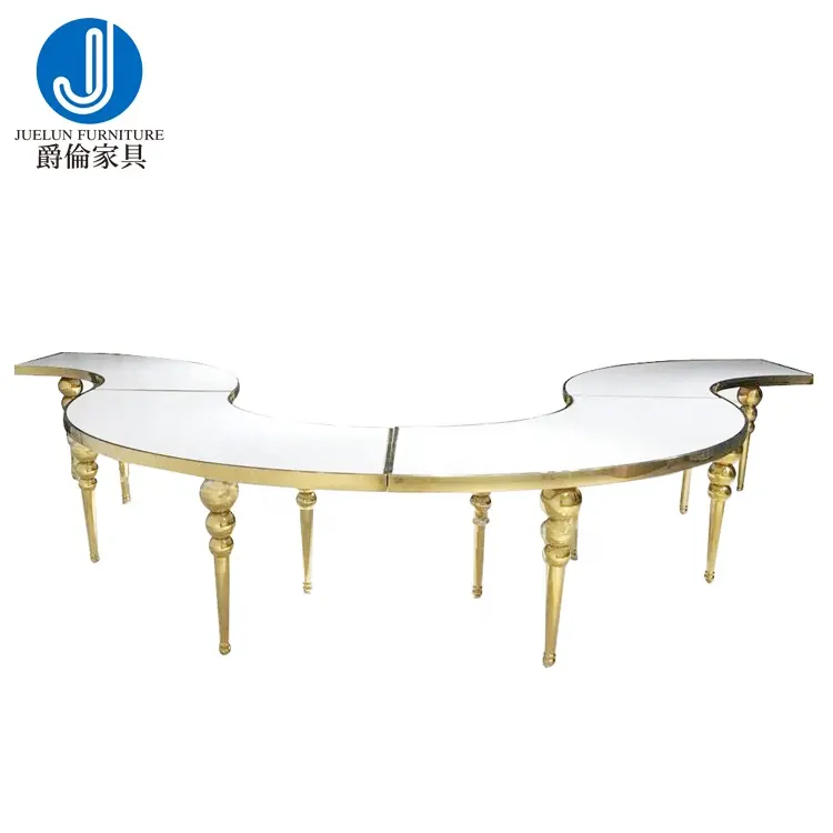 Dining furniture wedding event Stainless Steel Party S shape white lacquered dining table