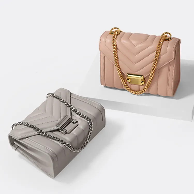 Hot sale quilted mini bags real leather handbag design ladies crossbody chain bag women handbag purse