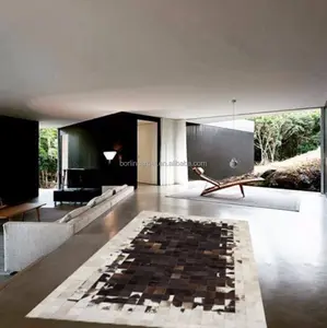 Foshan Hotel Decorative Hand Made Cowhide Rug Large Leather Carpet