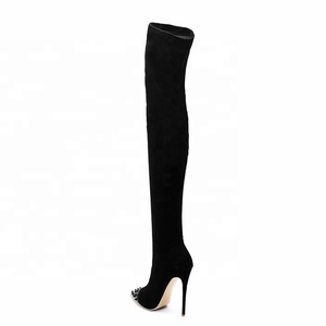 2023 nouvelle mode automne hiver européenne américaine femme Rivet chaussures dames Cap-toe Stiletto talon haut sur le genou bottes longues - Product Image 2