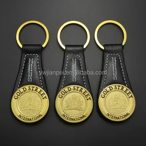 Custom Logo Keyring Promotion Genuine PU Leather Keyring Brand Key Holder