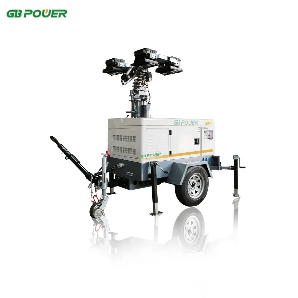 10kw LED type portable lighting tower generator with trailer