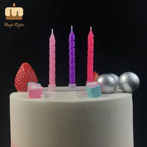 보라색 & 핑크 테이퍼 나선형 모양의 생일 촛불 도매