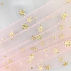 Tissu en dentelle à filet, décoration de noël, étoiles, 2021