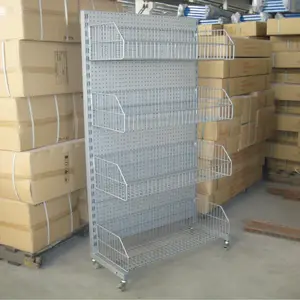 Single Side Wire Mesh Hanging Basket Supermarket Display Gondola Shelf