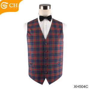 เสื้อกั๊กผ้าทวีดลายสก็อตผ้าฝ้ายลำลองสำหรับผู้ชายขายส่ง - Product Image 5