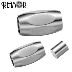 Reamor 8mm thép không gỉ mạnh mẽ từ Clasp đồ trang sức phát hiện phù hợp với da Vòng đeo tay khóa tự làm đồ trang sức làm phụ kiện