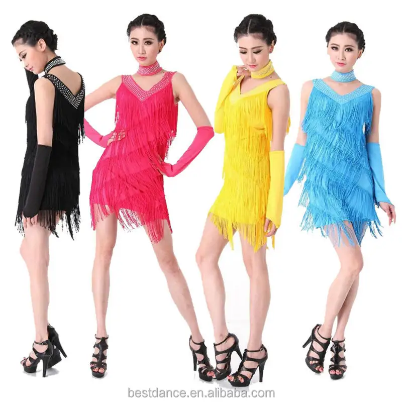 Latin Dance Dress Salsa Cha Cha Tango Ballroom Skirt Set 8 Colors for Choose