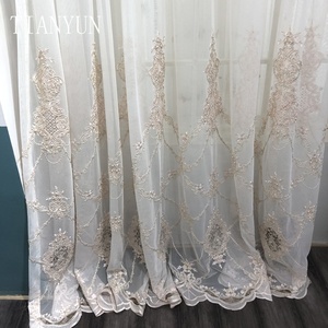 Rideaux fantaisie semi-transparents floraux en <span class=keywords><strong>organza</strong></span> 100% polyester brodé de 108 pouces pour salon et fenêtre, style européen, vente chaude à Dubaï - Product Image 6