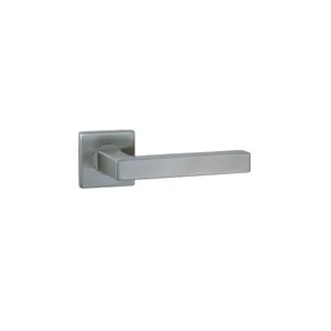 Stainless Steel Rectangular Lever Handle On Square Rose For Interior Door