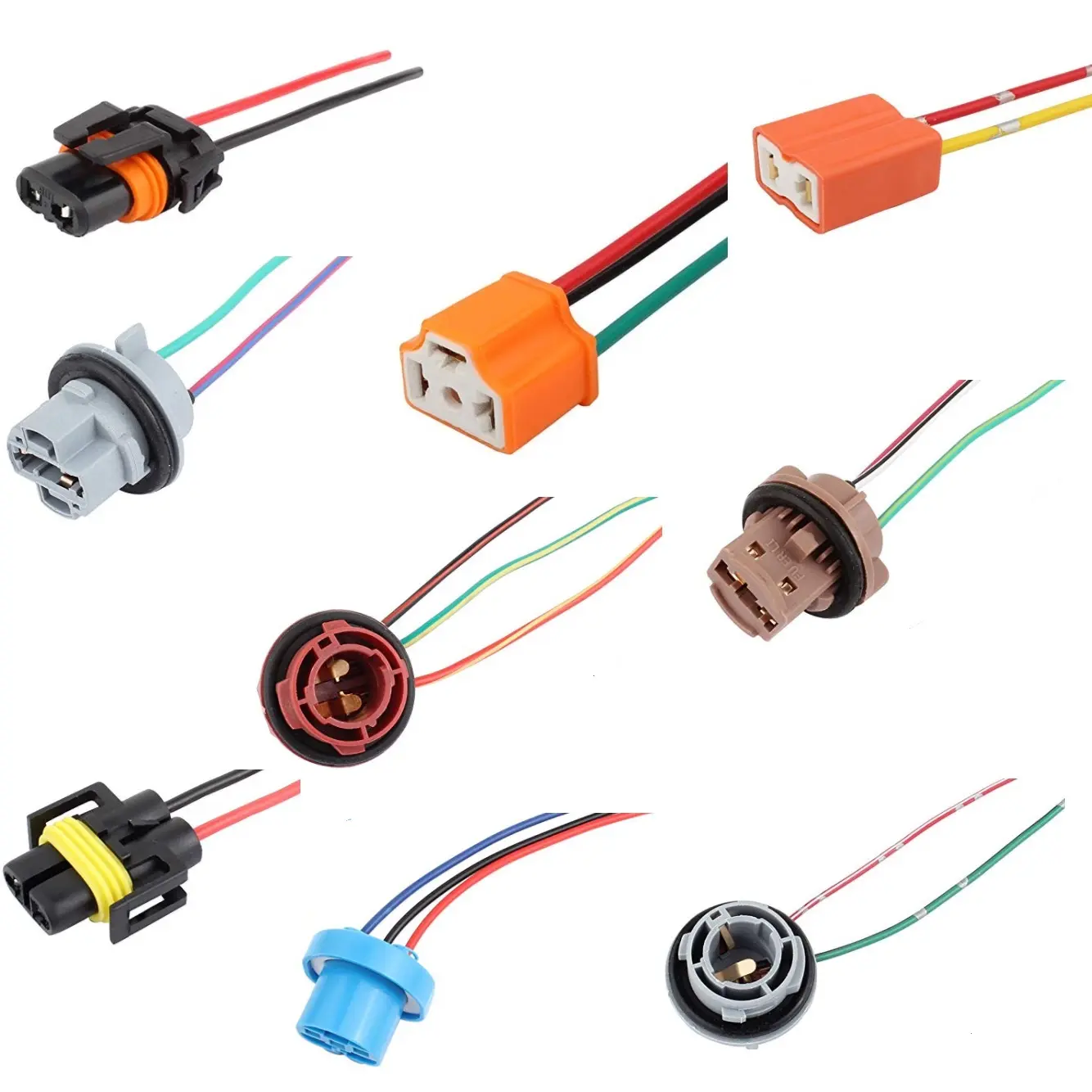 7440 7443 T20 Plugs Sockets Extension Wire Harness For Turn Signal Reverse Light Bulbs Socket 12V-24V 18AWG 15CBM wiring