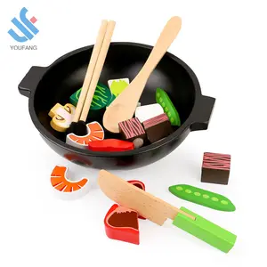 YF-J02 enfants cuisine jouets enfants semblant jouer ensemble bébé cuisine fruits coupe cocotte jouet en bois jouet de fruits