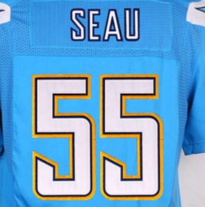 अनुकूलित जूनियर Seau #55 हल्के नीले रंग उत्तम गुणवत्ता सिले जर्सी - Product Image 1