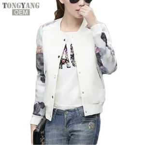 TONGYANG Women Jacket Brand Tops Flower Print Girl Casual baseball Sweatshirt Button Thin Bomber Long Sleeves Coat Jackets