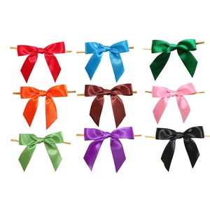 Lazos de <span class=keywords><strong>Cinta</strong></span> Coloridos <span class=keywords><strong>para</strong></span> Decoración/Lazos Pre-atados <span class=keywords><strong>con</strong></span> Alambre/Lazos Pre-atados de Satén <span class=keywords><strong>para</strong></span> <span class=keywords><strong>Regalo</strong></span>, Dulces y Navidad - Product Image 1