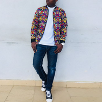 Vêtements africains personnalisés Dashiki wax africain de printemps à imprimé kente veste décontractée pour hommes manteaux avec fermeture éclair