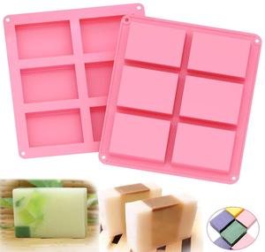 Moule à savon en Silicone à 6 cavités (2 paquets), moule à gâteau de cuisson, moule à chocolat à biscuits, plateau à glaçons personnalisé Rectangle - Product Image 1