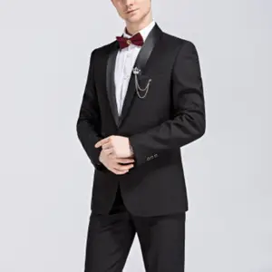 Sıcak moda S-4XL (Blazer + kravat + pantolon) 3 adet siyah erkek takım elbise damat smokin bir düğme sağdıç düğün takım elbise erkek giysileri