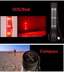 Luz de antorcha LED recargable Solar de 3W, luz de emergencia LED, linterna LED con martillo de brújula y cortador de cinturón - Product Image 6