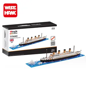Wisehawk kids 1800pcs 미니 마이크로 블록 퍼즐 3d 선박 장난감 타이타닉 모델