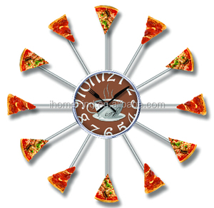 T6826 sáng tạo bánh Pizza Mô hình nhà bếp Đồng hồ kim loại lớn trang trí nội thất thành phố dao kéo nghệ thuật hiện đại đồng hồ treo tường tường Relojes horloge - Product Image 1