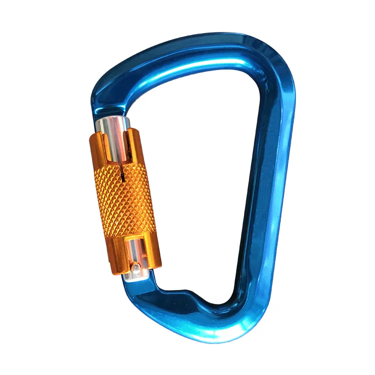 Penjualan Laris Kait Carabiner Aluminium 30KN Bentuk D Kustom dengan Kunci Sekrup Logam Kait Sekrup Berbentuk D