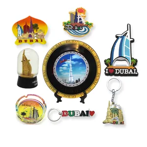 Dubai souvenir set custom Dubai keychain snow globe ashtray figurine fridge magnet ceramic plate