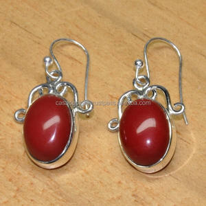 Pendiente colgante de piedra preciosa de Coral rojo genuino Plata de Ley 925 sólida Estilo vintage Mayorista de bodas Proveedor CASA DE PLATA - Product Image 2